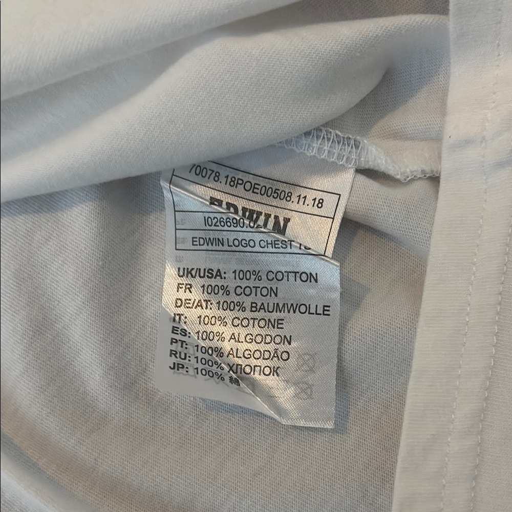 EDWIN White Men's T-Shirt, XL - Picture 4 of 4